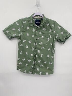 VSTR Green Kids Origami Button Up Short Sleeve Shirt size Large